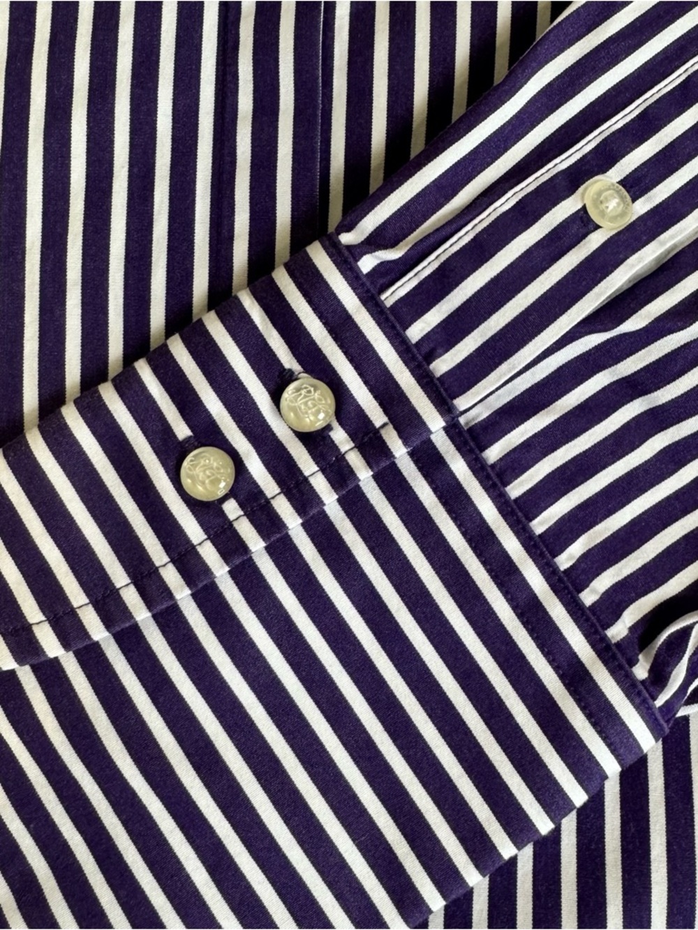 Lauren Ralph Lauren Purple & White Striped Button Down – Size Large - Picture 6 of 10
